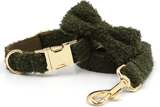 Textured Bow Tie Dog Collar and Leash Set
