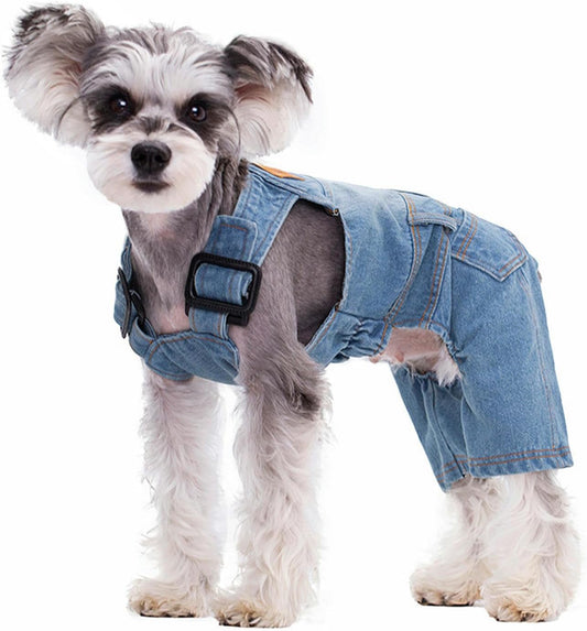 Denim Dog Overalls with Adjustable Straps